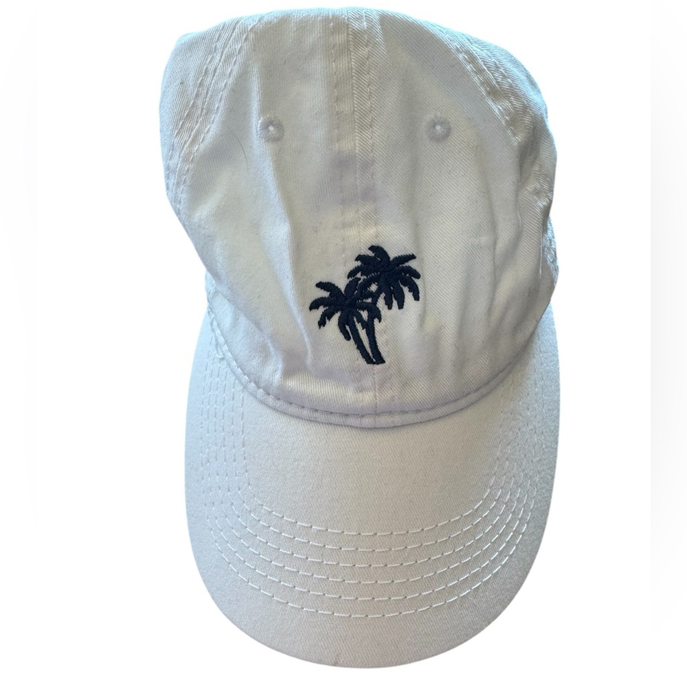 Alvin’s Island Destin Florida White Hat Navy with Palm Tree Embroidery